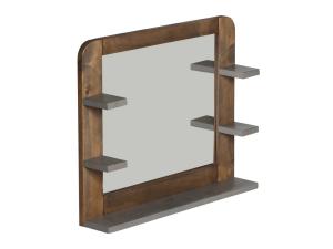 Masívne kúpeľňové zrkadlo Dingle z recyklovanej borovice, lakované, prírodné/sivé – 67×55 cm