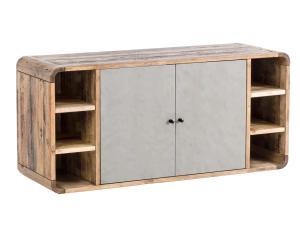 Masívny podstavec pod umývadlo z recyklovanej borovice, lakovaný, šedý – 130×60×45 cm