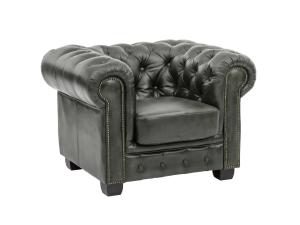 Masívne kreslo Chesterfield z pravej kože, zelené – 100×90×72 cm