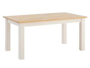 Masívny jedálenský stôl Capera z borovice a MDF, lakovaný, biela/hnedá – 160x90 cm