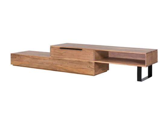 Masivní TV stolek Auckland z akácie, lakovaný, hnědý – 155×45×40 cm