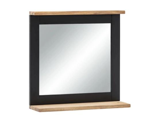 Masivní koupelnové zrcadlo Jolo z akáciového dřeva, lakované, černé – 51×15×50 cm