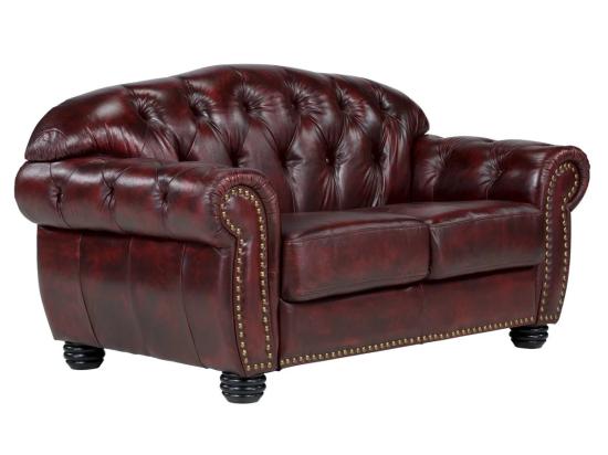 Pohovka Chesterfield Hereford 2-místná z pravé kůže, červená