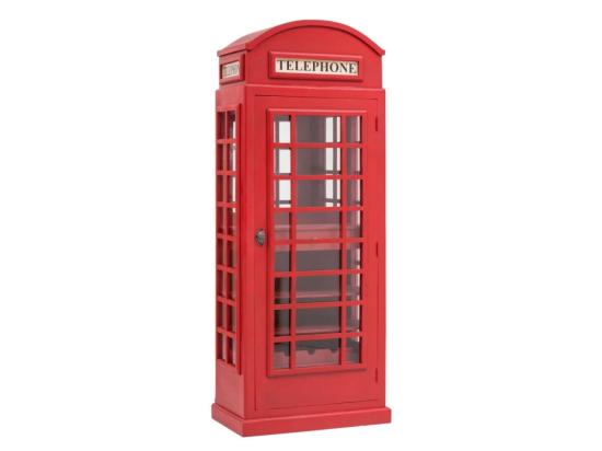 Masivní barová skříň „Telefonní budka“, lakovaná, červená – 78×44×200 cm