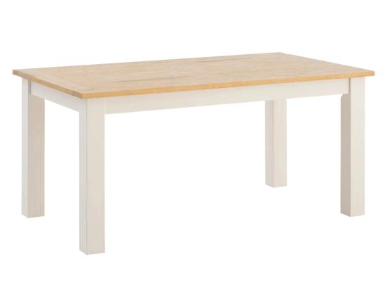 Masivní jídelní stůl Capera z borovice a MDF, lakovaný, bílá/hnědá – 160x90 cm