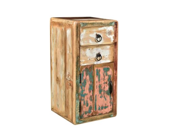 Masivní koupelnová spodní skříňka Calcutta z recyklovaného dřeva, lakovaná, vícebarevná – 35×35×70 cm