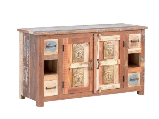 Masivní pod umyvadlová skříňka Sumana z recyklovaného dřeva, lakovaná, hnědá – 130×50×75 cm