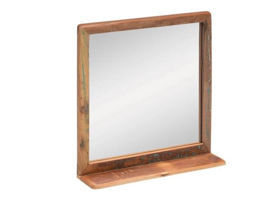 Masivní koupelnové zrcadlo Kalkata z recyklovaného dřeva, lakované, vícebarevné – 70×70 cm