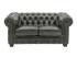 Dvoumístná pohovka Chesterfield z pravé kůže, zelená – 155×90×72 cm