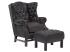 Masivní taburet Chesterfield Kingsfield z pravé kůže, černý – 61×46×43 cm
