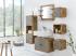 Masivní skříňka pod umyvadlo Dinglová z recyklované borovice a MDF, lakovaná, přírodní / šedá – 67×30×45 cm