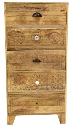 Vysoká komoda z mangového dreva 60x120x45