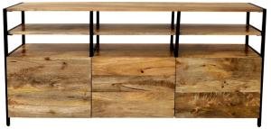 TV stolík masív kov a drevo mango 160x75x45