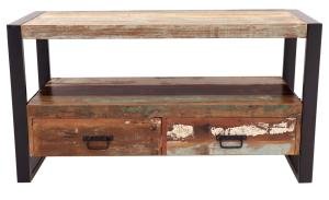 TV stolík masív kov drevo mango 100x60x45