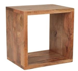 Štvorcová polica na stenu z dreva mango 40x40x30