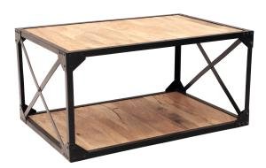 Konferenčný stolík kov drevo mango 90x45x60